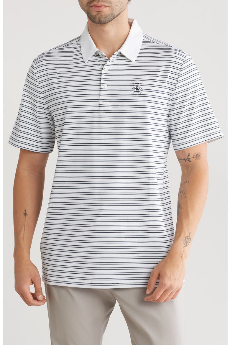 Yarn Dye Stripe Heritage Polo, Main, color, BRIGHT WHITE