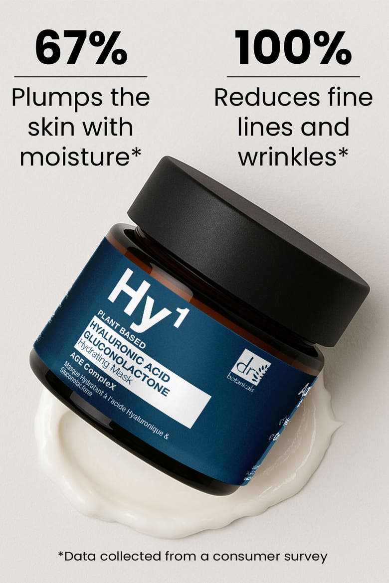 Hyaluronic Acid 1% & Gluconolactone Mask 60ml for Dryness, Fine Lines & Wrinkles, Alternate, color, White