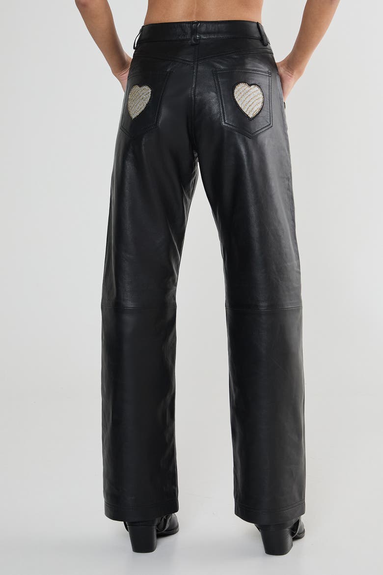 Leather Patched Pants, Alternate, color, Black