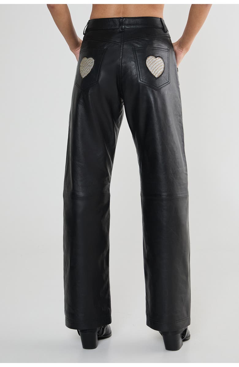 NASTY GAL Leather Patched Pants, Alternate, color, Black