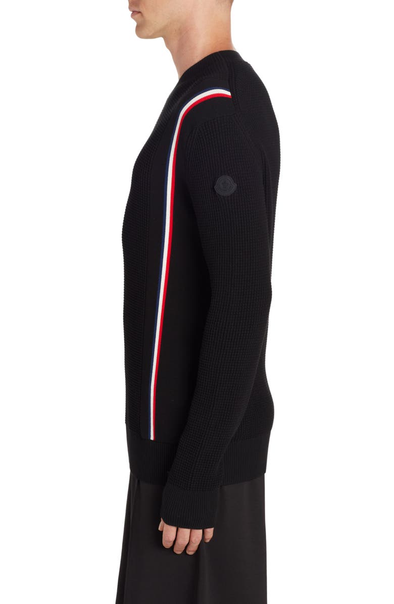 Moncler Stripe Waffle Knit Sweater, Alternate, color,