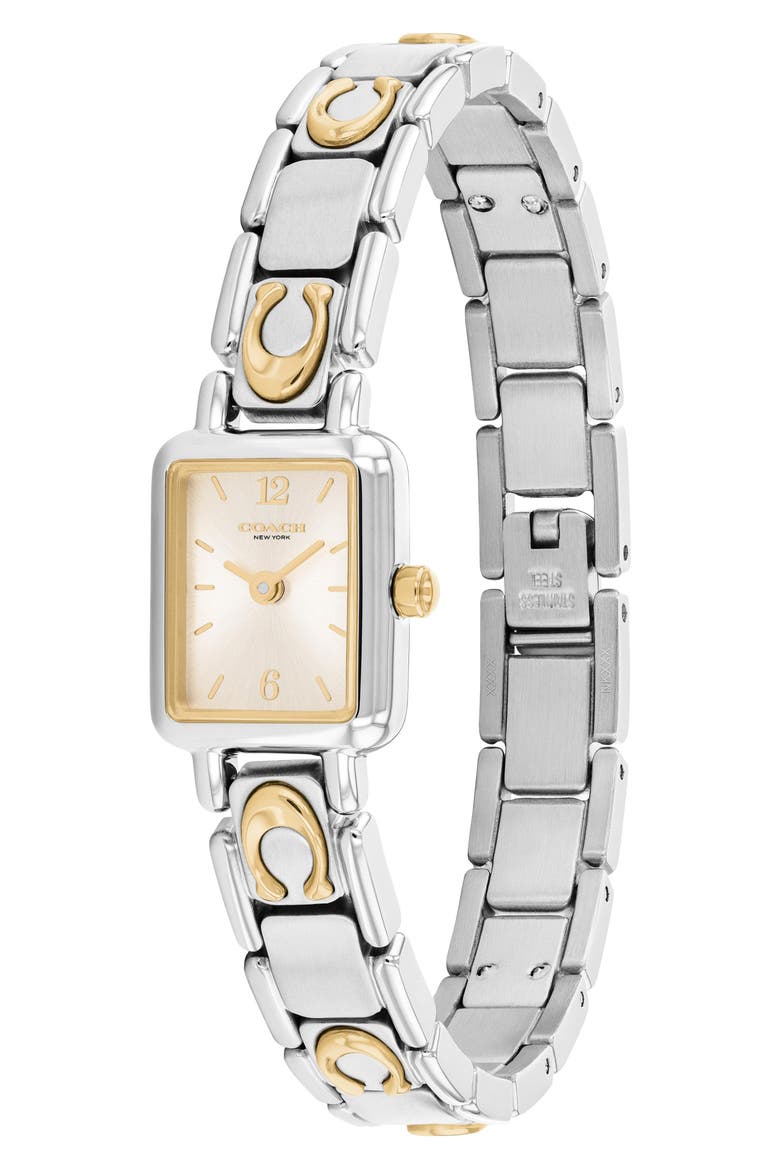 Mara Tank Two-Tone Bracelet Watch, 15.5mm x 19mm, Alternate, color, SILVER GOLD