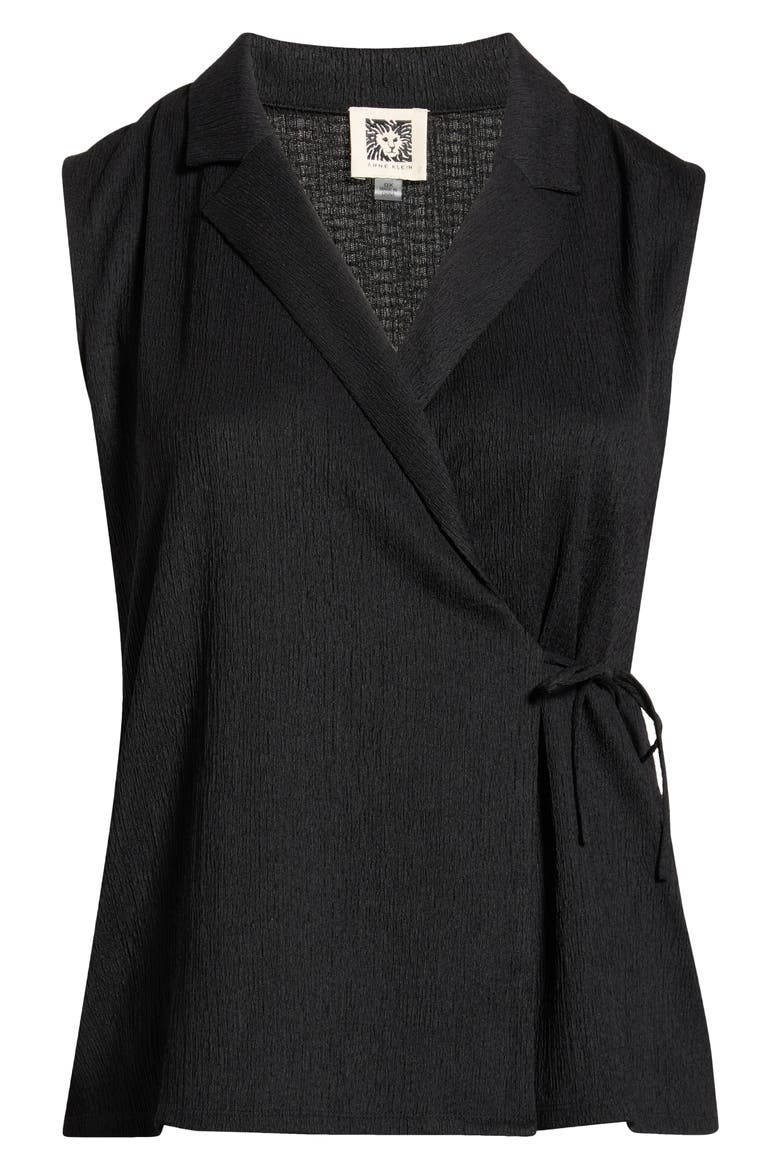 Notch Collar Sleeveless Wrap Top, Alternate, color, ANNE BLACK