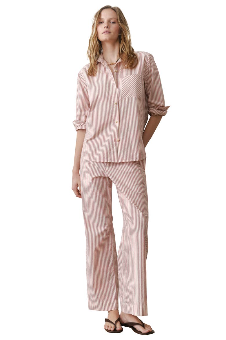 Marisol Pima Cotton Wide Leg Pants, Alternate, color, CLAY STRIPE