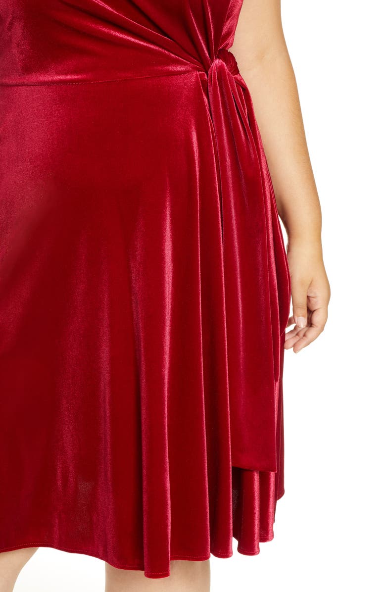 Tahari Stretch Velvet Fit & Flare Dress, Alternate, color, 