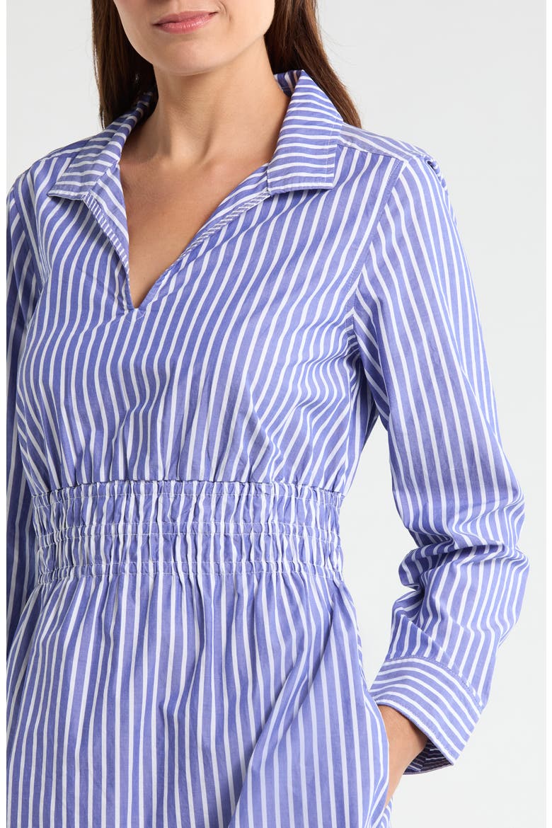 Sunlit Stripe Long Sleeve Shirtdress, Alternate, color, BOLD BLUE