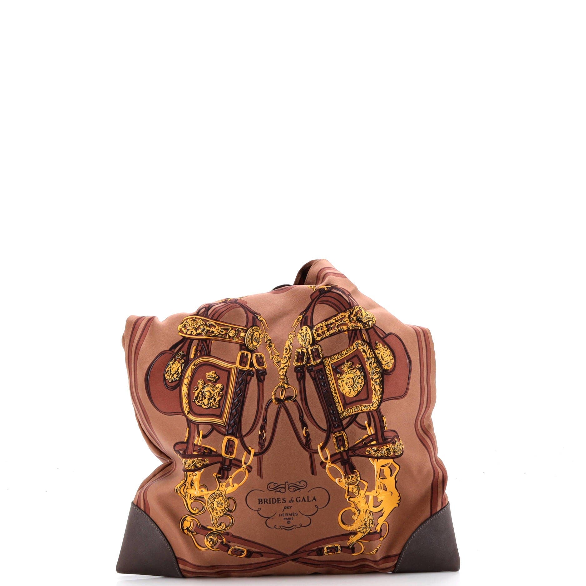 Pre-Owned Hermes Silky City Bag Printed Silk and Leather PM, Alternate, color, Brown