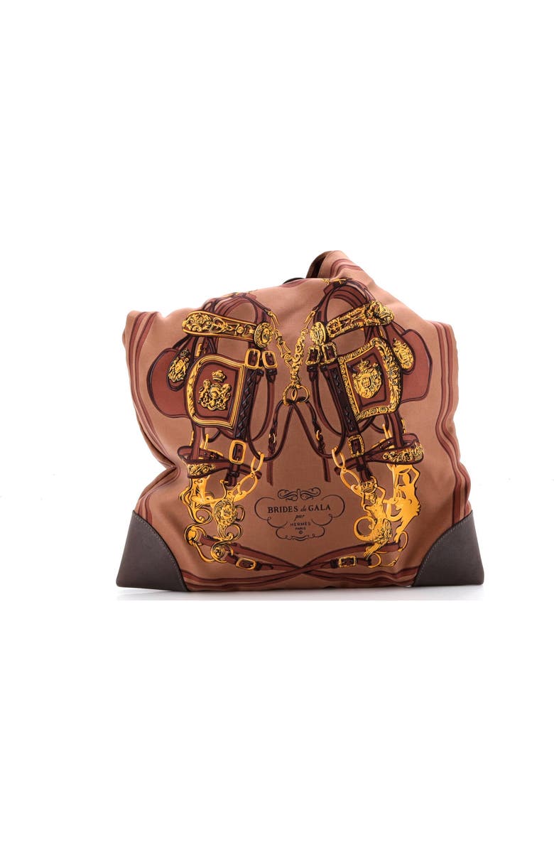 Pre-Owned Hermes Silky City Bag Printed Silk and Leather PM, Alternate, color, Brown