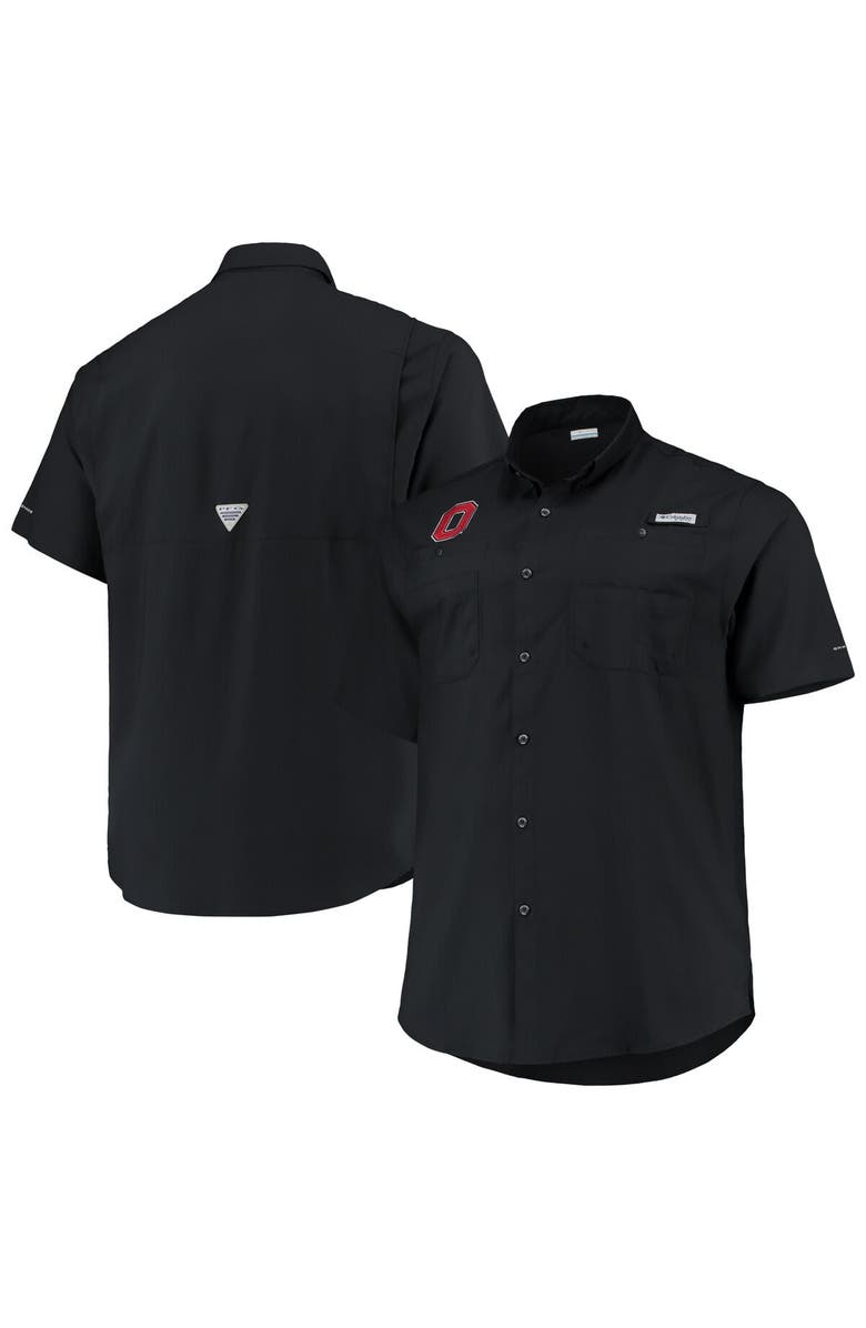 Columbia Men's Columbia Black Ohio State Buckeyes Big & Tall Tamiami Omni-Shade Button-Down Shirt, Main, color, Black