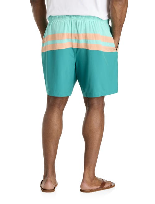 Nautica Big & Tall Colorblocked Striped Board Shorts In Poolsdaqua