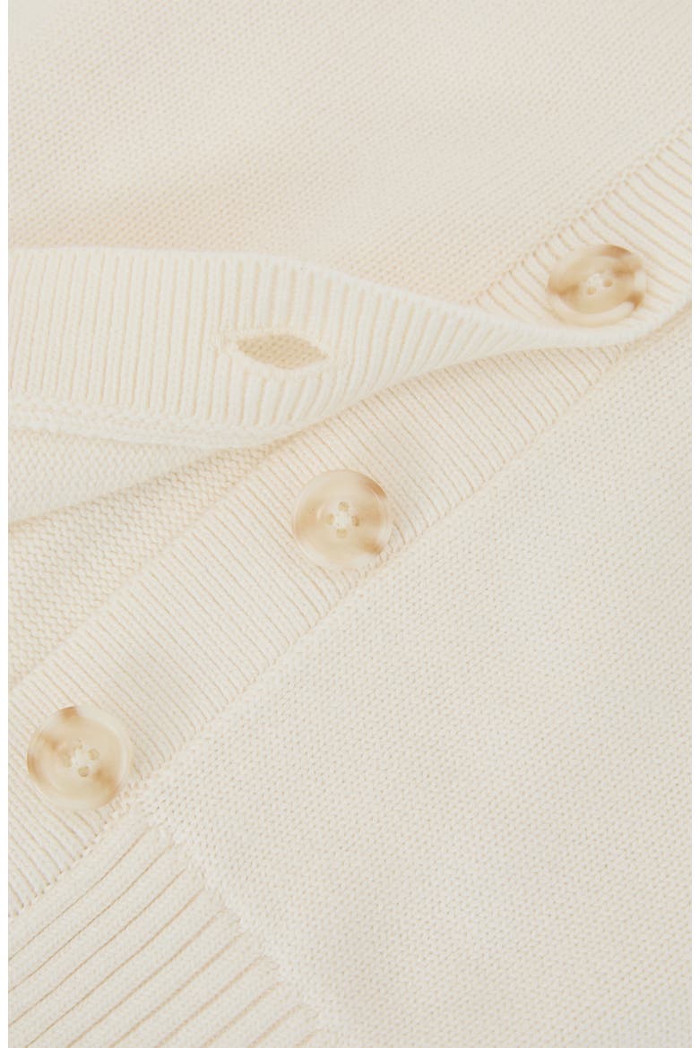 Anya Short Sleeve Cotton & Wool Cardigan, Alternate, color, IVORY