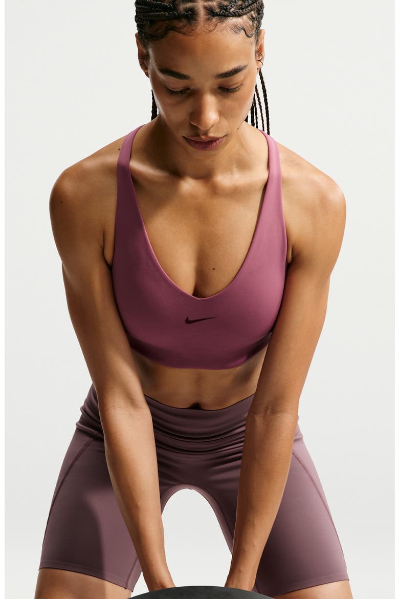 Universa Dri-FIT Padded Sports Bra, Alternate, color, PINK SMOKE/ MYSTIC DATES