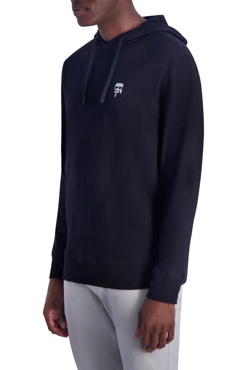 KARL LAGERFELD PARIS Slub Hooded Long Sleeve T-Shirt, Alternate, color,