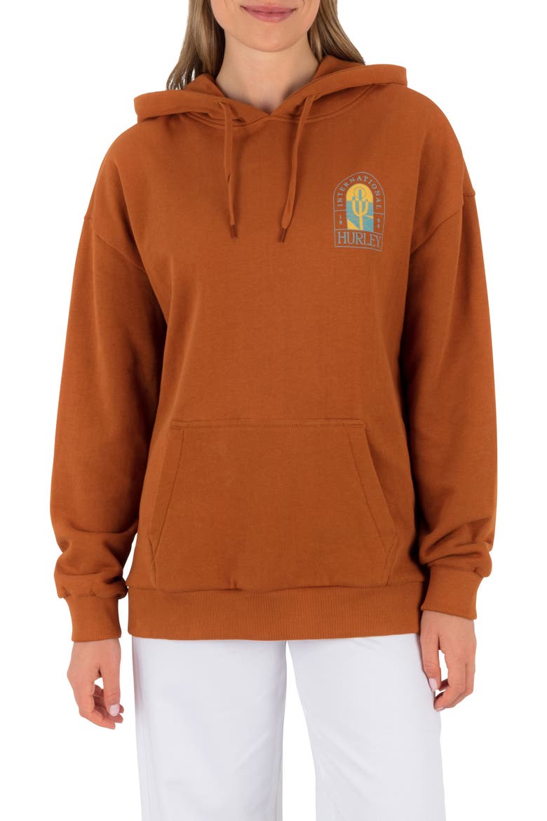 Immerse Oversize Graphic Hoodie, Main, color, LEATHER BROWN