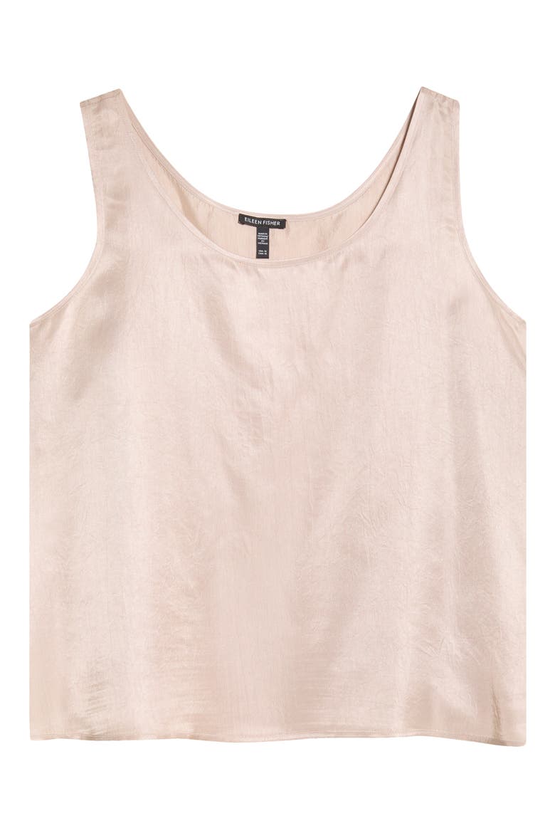 Scoop Neck Satin Tank, Alternate, color, WHEAT