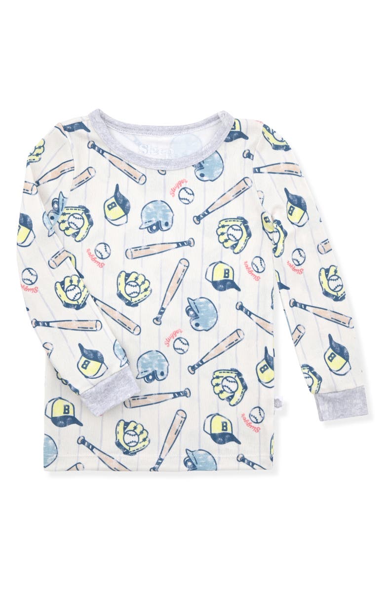 SLEEP ON IT Fitted Two-Piece Pajamas & Socks Set, Alternate, color, Cream