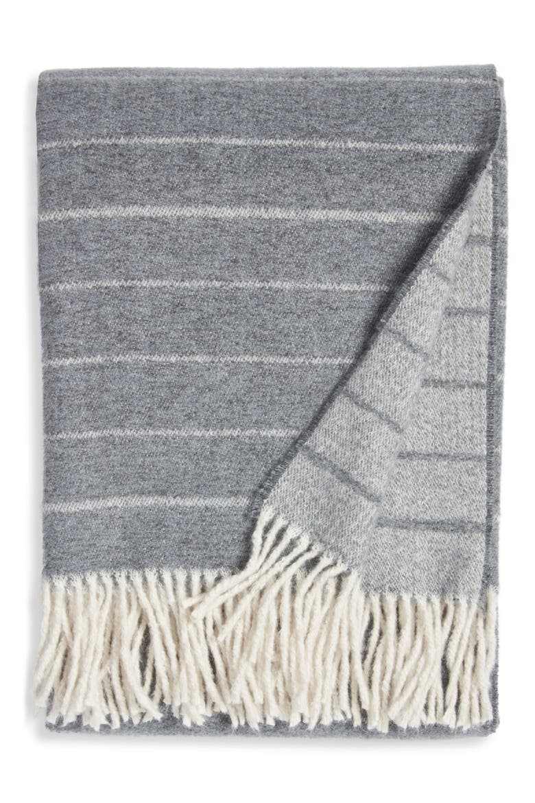 Woven Fringe Throw Blanket, Main, color, GREY ONYX