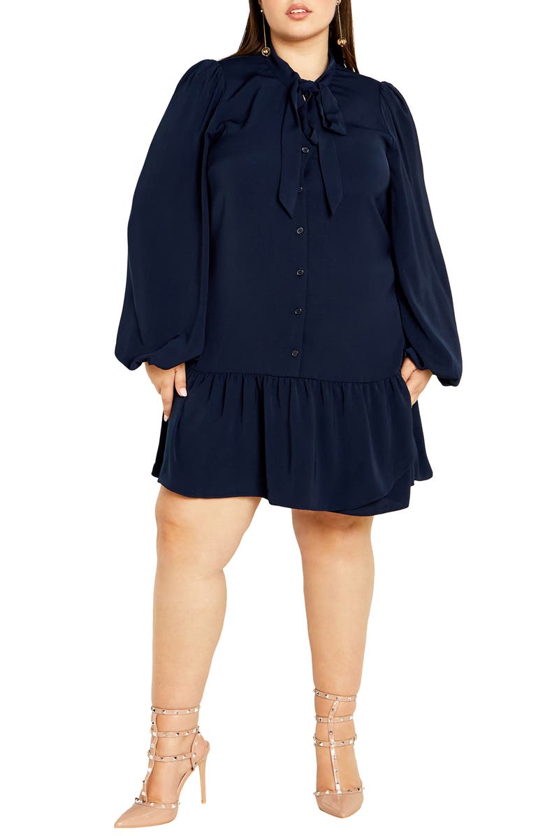 City Chic Charlie Long Sleeve Shirtdress, Main, color,