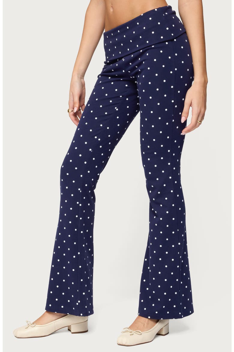 Daliya Dot Foldover Pants, Alternate, color, NAVY