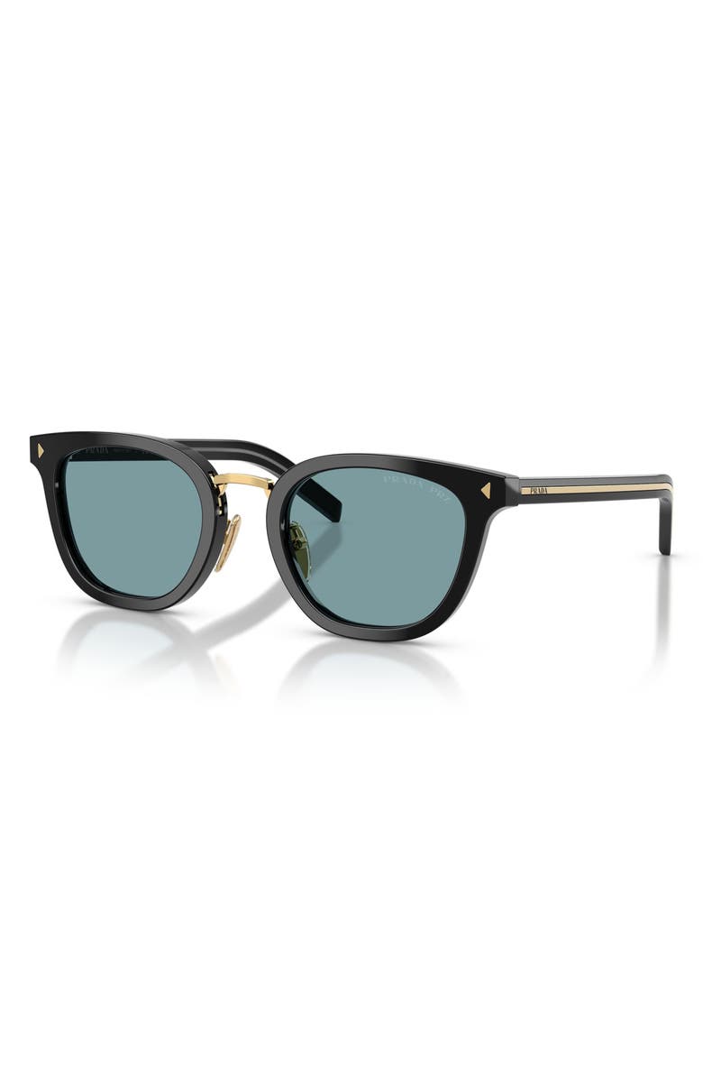 Prada 49mm Polarized Cat Eye Sunglasses, Alternate, color, Black / Green Polar