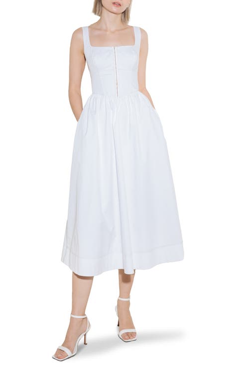 Corset Cotton Woven Midi Dress