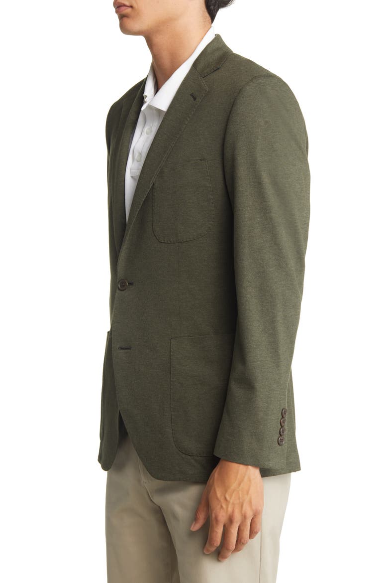 Waverly Patch Pocket Piqué Cotton Blazer, Alternate, color, OLIVE MELANGE