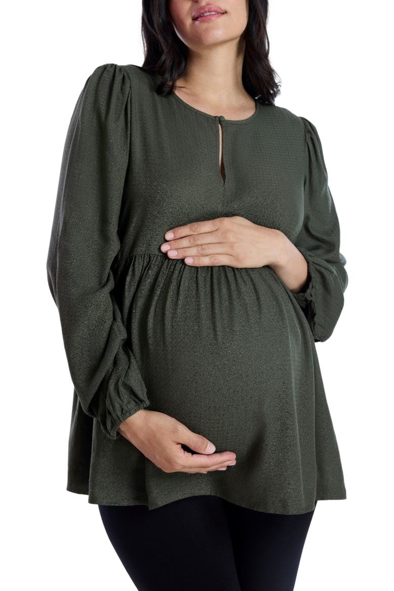 Long Sleeve Empire Waist Keyhole Woven Blouse, Alternate, color, Deep Depths
