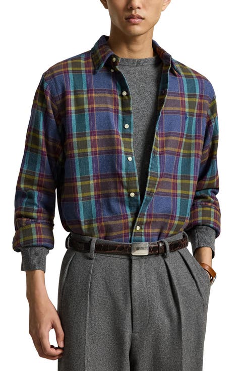 Plad Brushed Cotton Flannel Button-Down Shirt