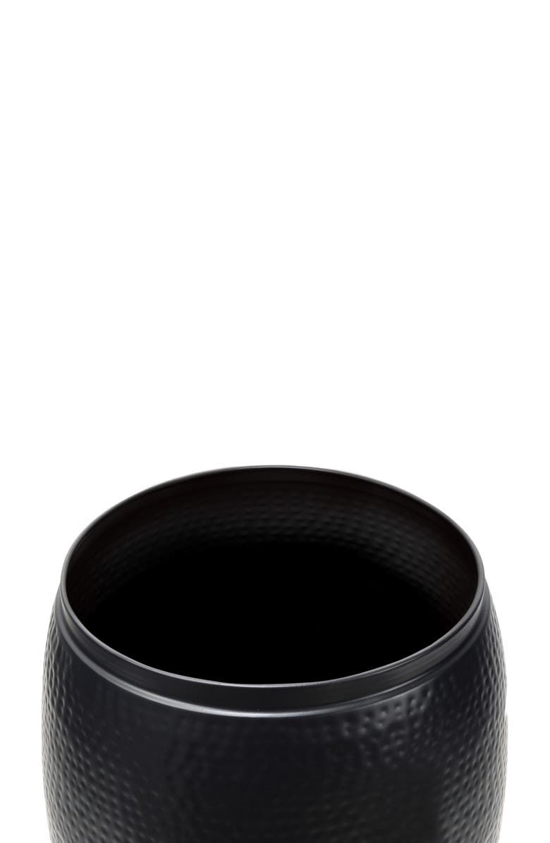 HAPPIMESS Merida Modern Rustic Hammered Metal Drum Storage Side Table with Lid, Alternate, color, Matte Black