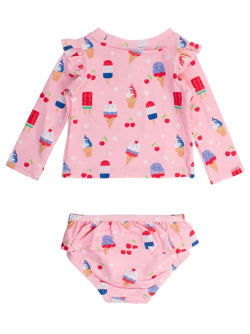 Shop Rufflebutts Baby/toddler Girls Upf50+ Sun Protected Skirted Flutter Long Sleeve Rash Guard Bikini
