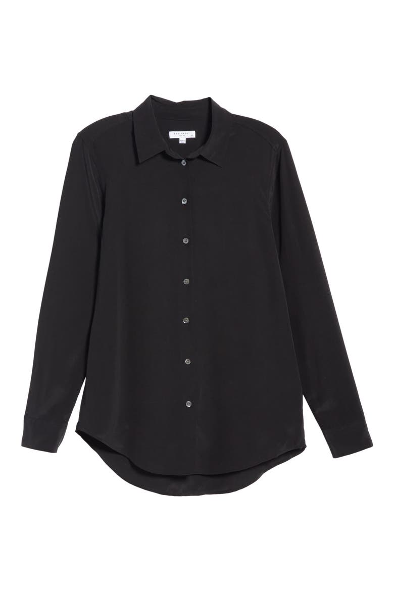 Essential Silk Blouse, Alternate, color, TRUE BLACK