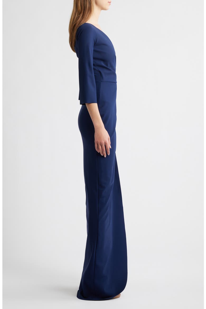 Zalfa Ruched Faux Wrap Dress, Alternate, color, BLUE NOTTE