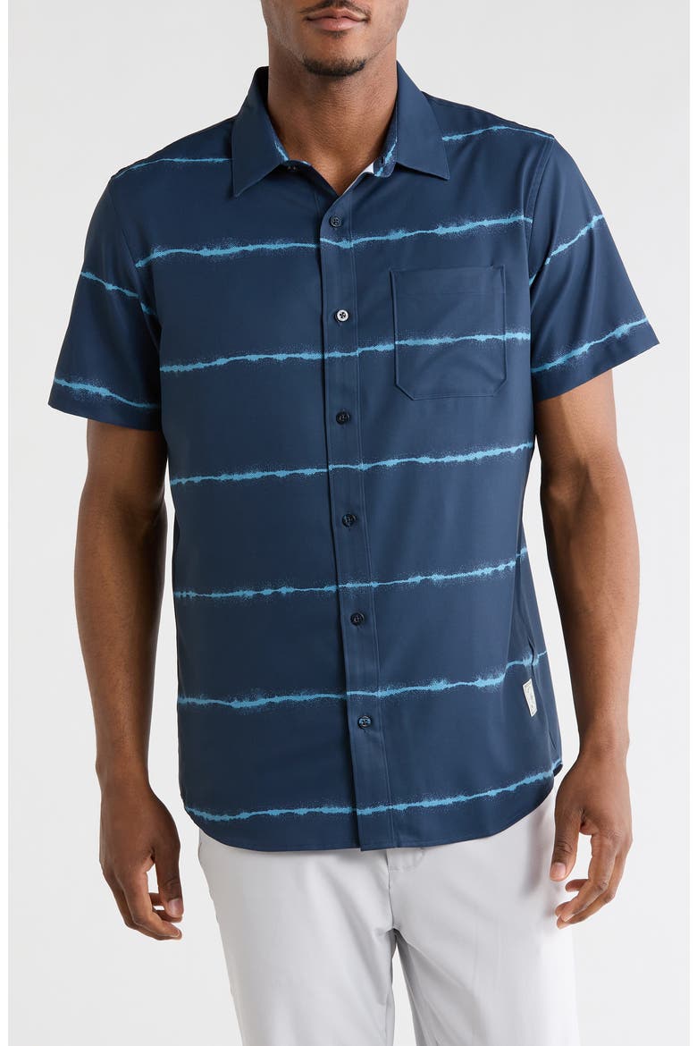 Sundaze Short Sleeve Button-Up Shirt, Main, color, TOTAL ECLIPSE