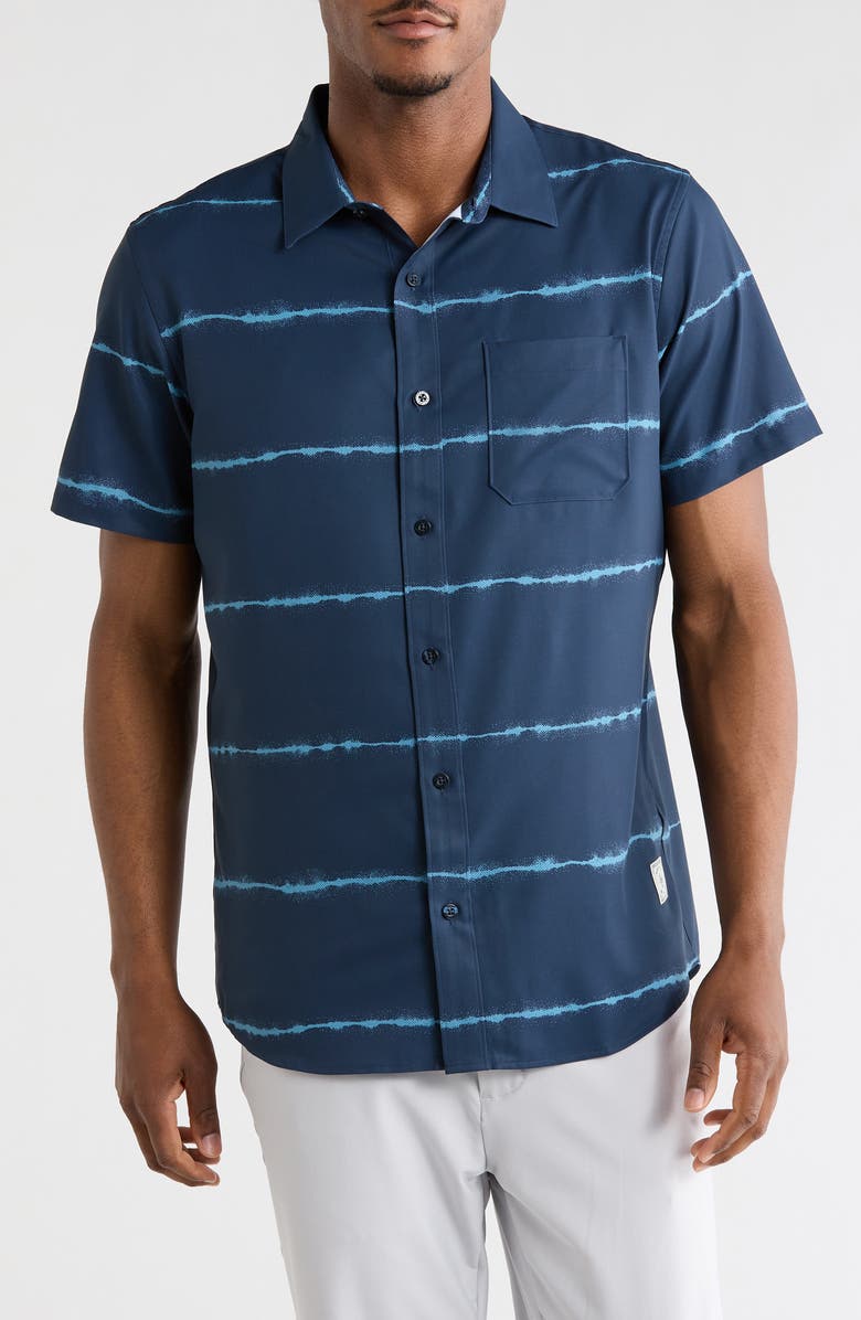 TravisMathew Sundaze Short Sleeve Button-Up Shirt, Main, color, Total Eclipse