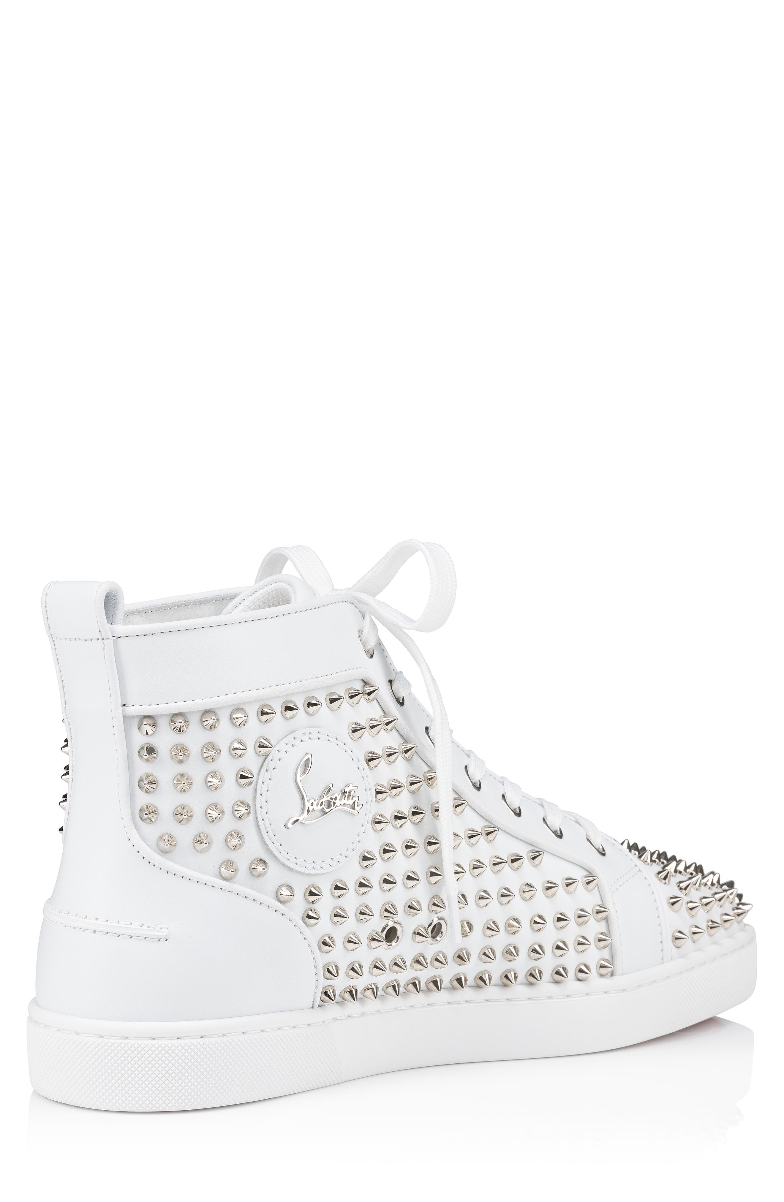 Louis Allover Spikes High Top Sneaker, Alternate, color, WHITE/ SILVER