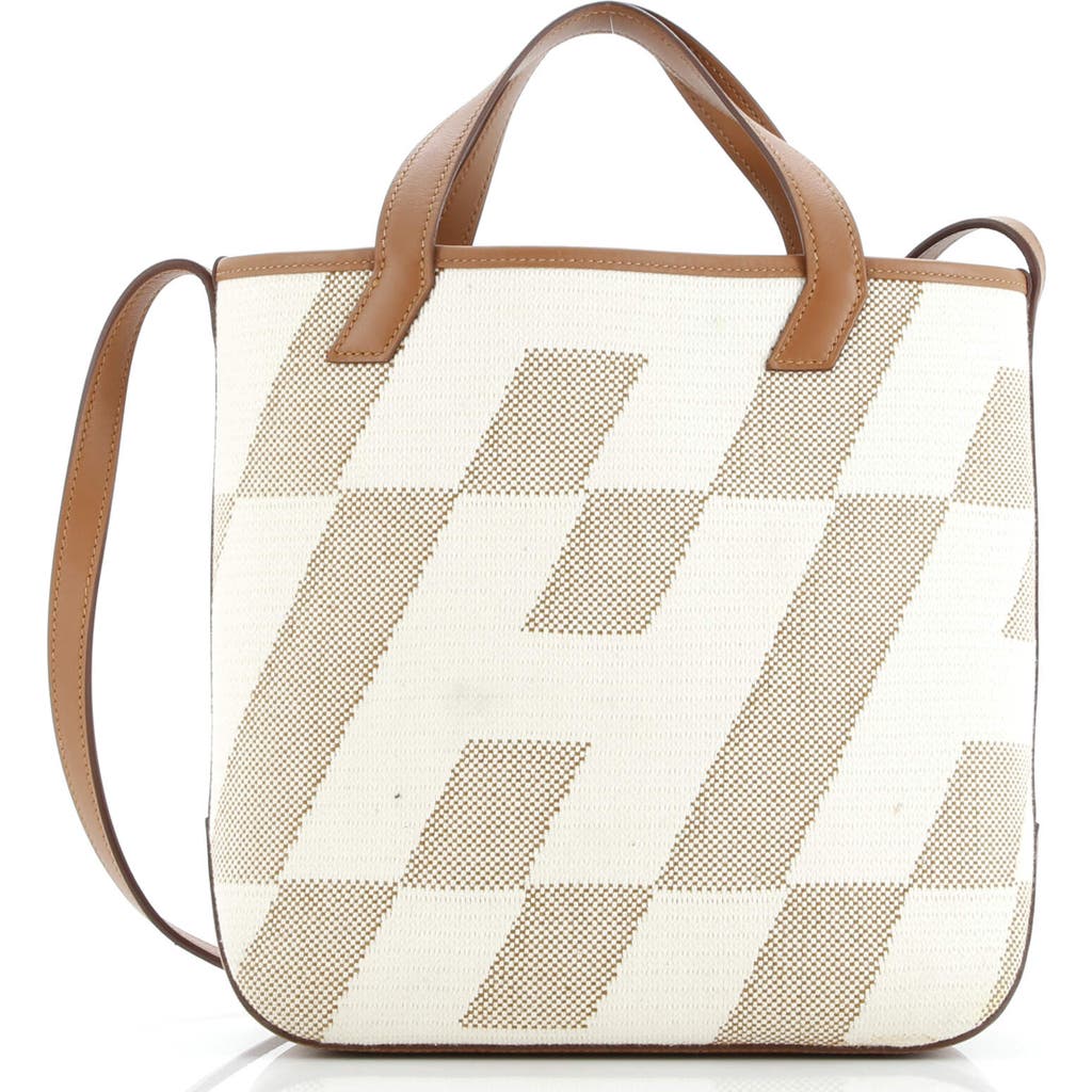 Pre-owned Hermes Hermes Cabas H En Biais Tote Canvas With Leather 27 In Sand