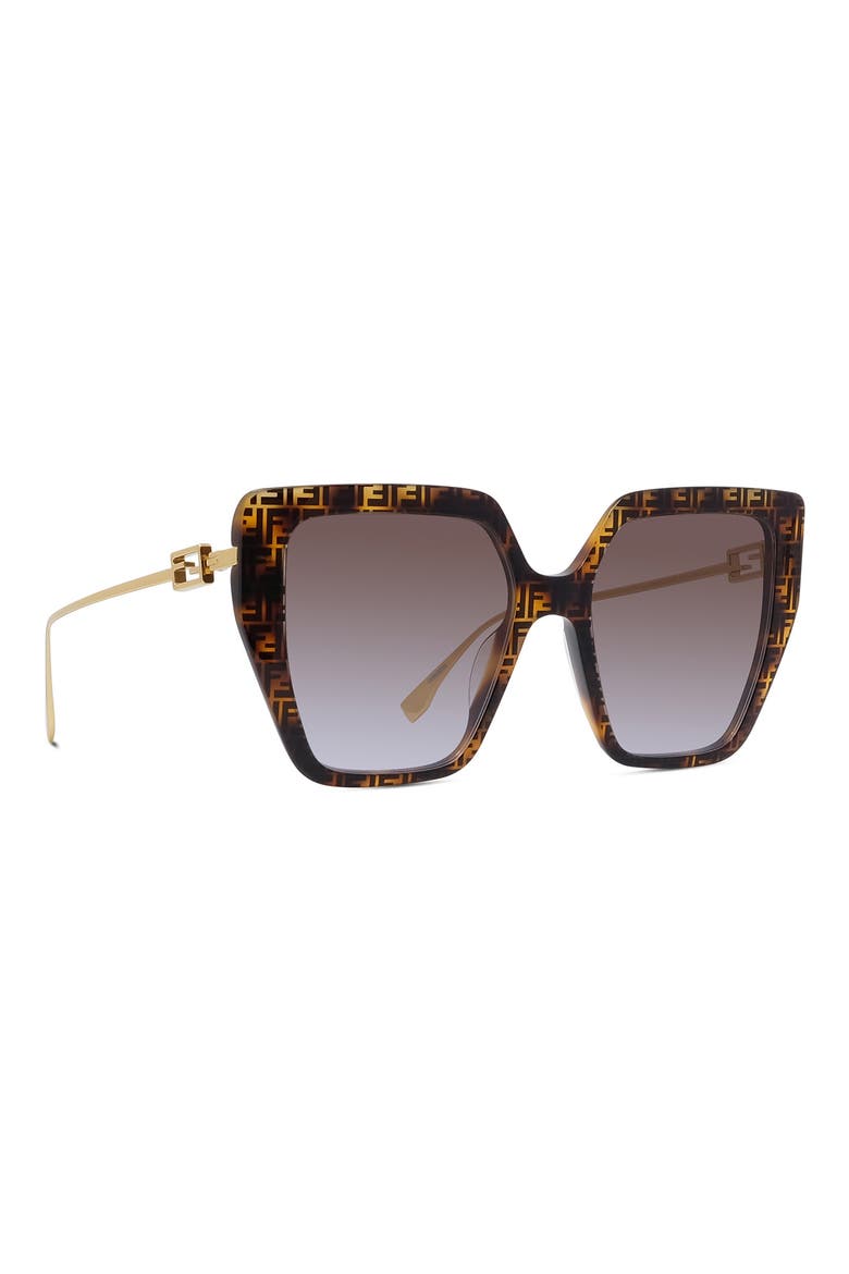 'Fendi Baguette 55mm Butterfly Sunglasses, Alternate, color, HAVANA / GRADIENT BROWN