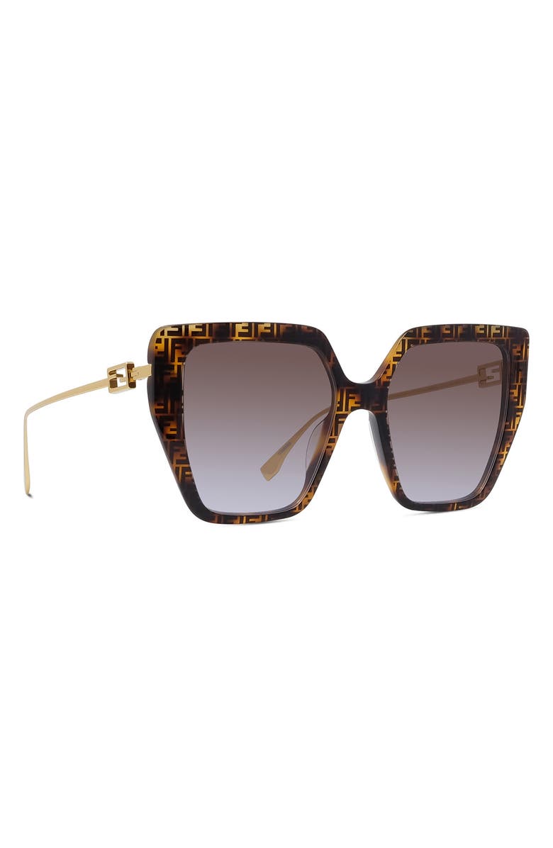 Fendi 'Fendi Baguette 55mm Butterfly Sunglasses, Alternate, color, Havana / Gradient Brown