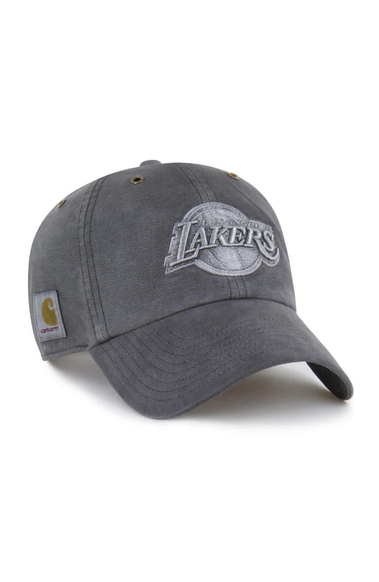 CARHARTT X 47 Men's Carhartt x '47  Charcoal Los Angeles Lakers Clean Up Adjustable Hat, Main, color, 