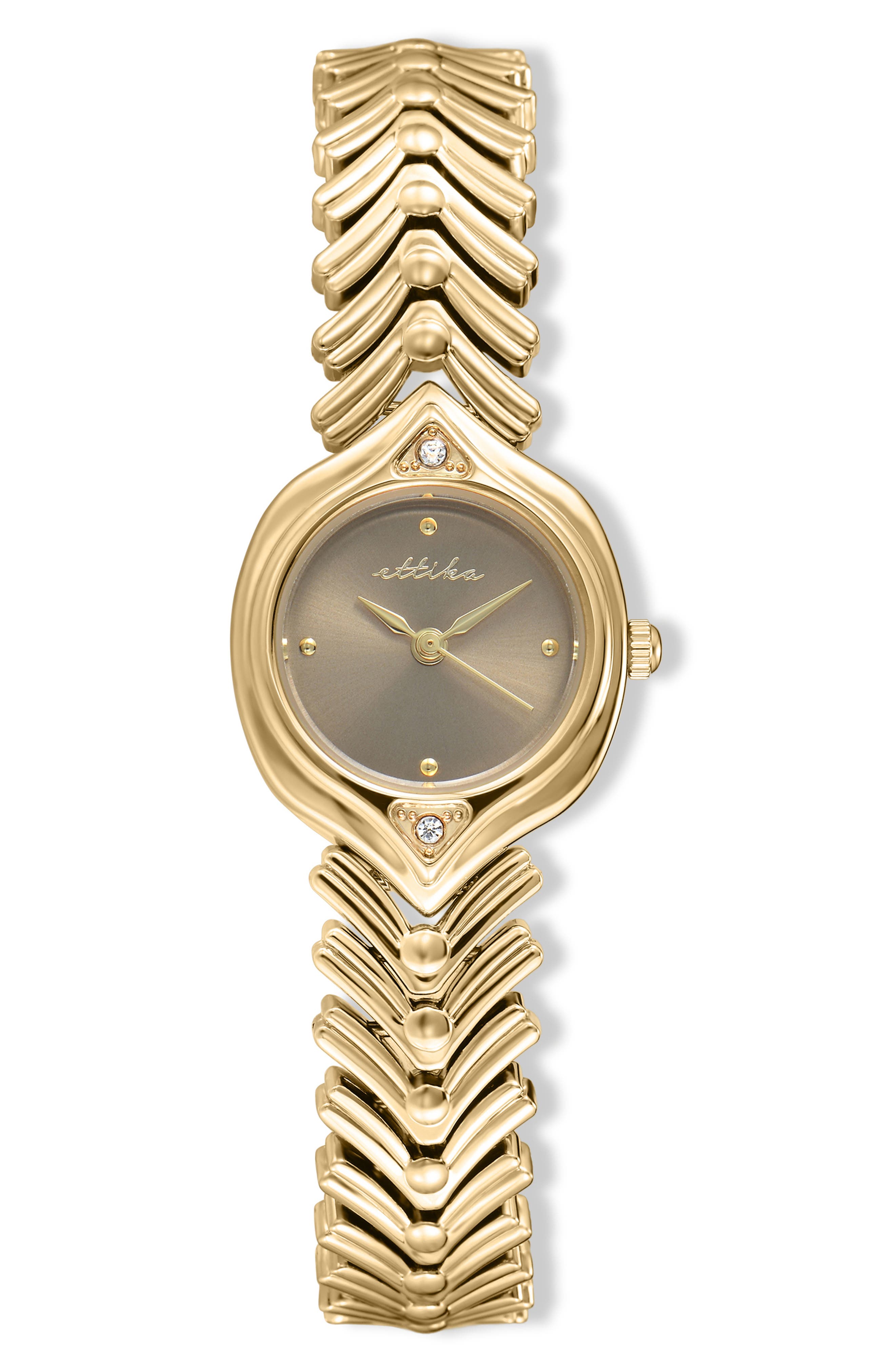 Ettika Round Case Chevron Strap Watch