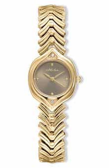 Ettika Round Case Chevron Strap Watch