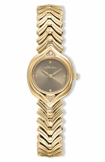 Ettika Round Case Chevron Strap Watch