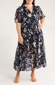 GIBSONLOOK Kira Print Drawstring Maxi Dress