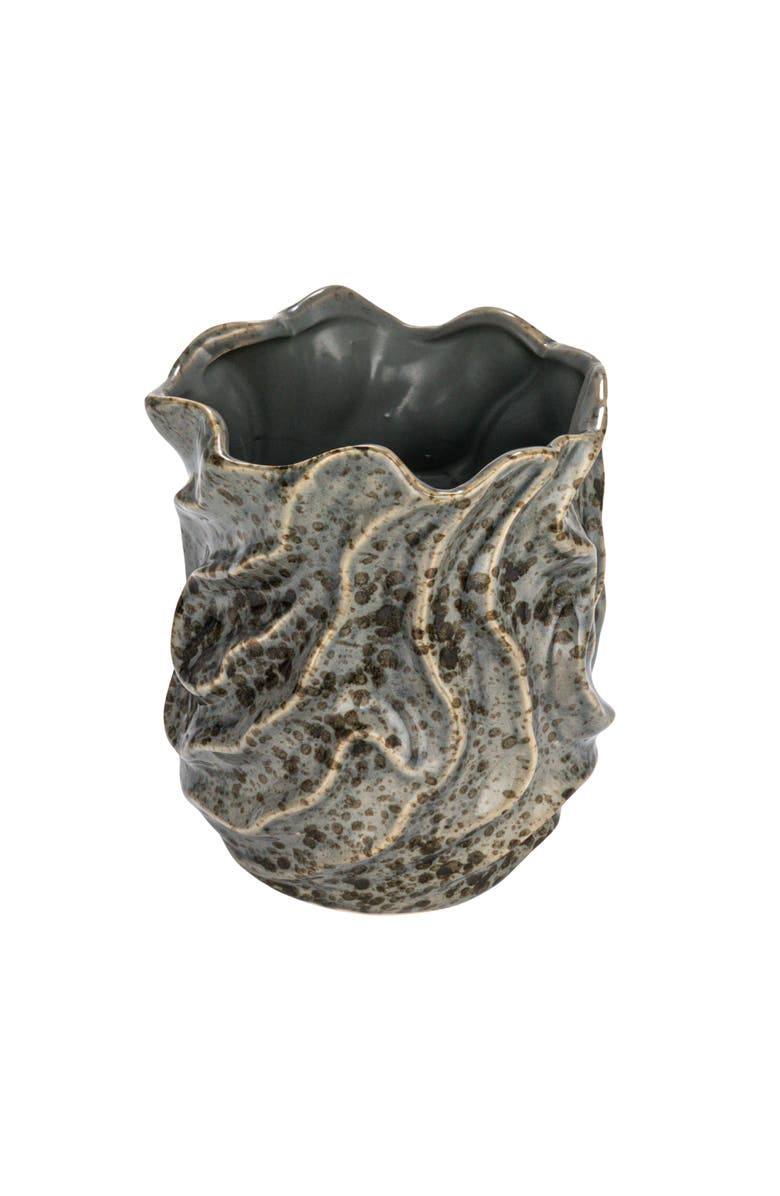 Storied Home Stoneware Organic Shaped Vase with Crackle Glaze, Grey, Main, color, Grey