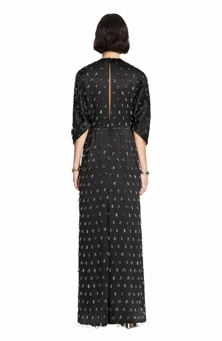 Lanvin Long Embroidered Dress, Alternate, color, Black