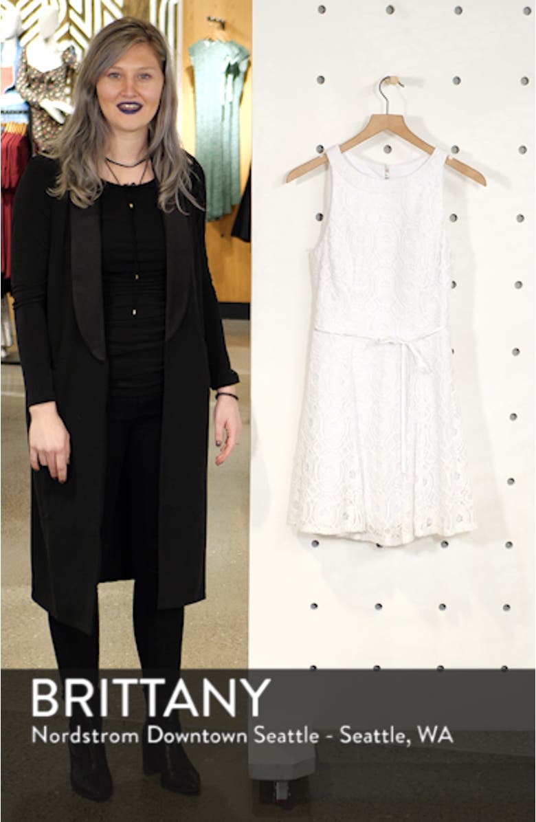 Lace Tie Waist Cotton Blend Skater Dress, sales video thumbnail