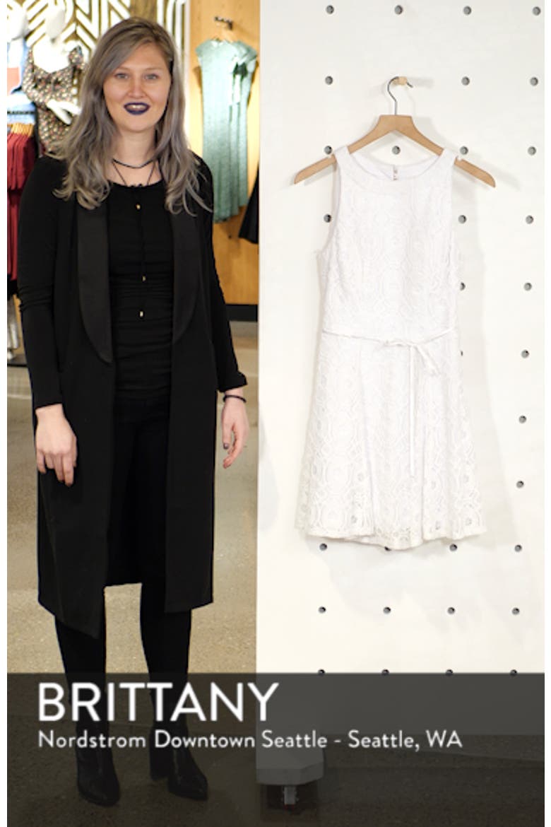 Lace Tie Waist Cotton Blend Skater Dress video