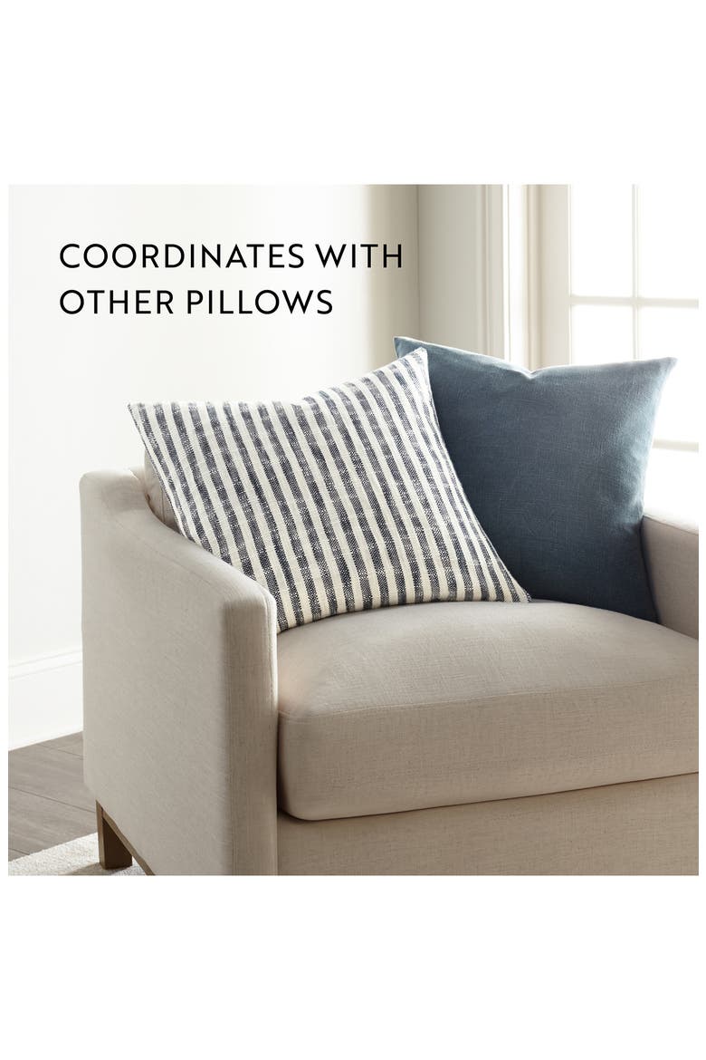 Yarn-Dyed Stripe Cotton Throw Pillow, Alternate, color, LIGHT BLUE