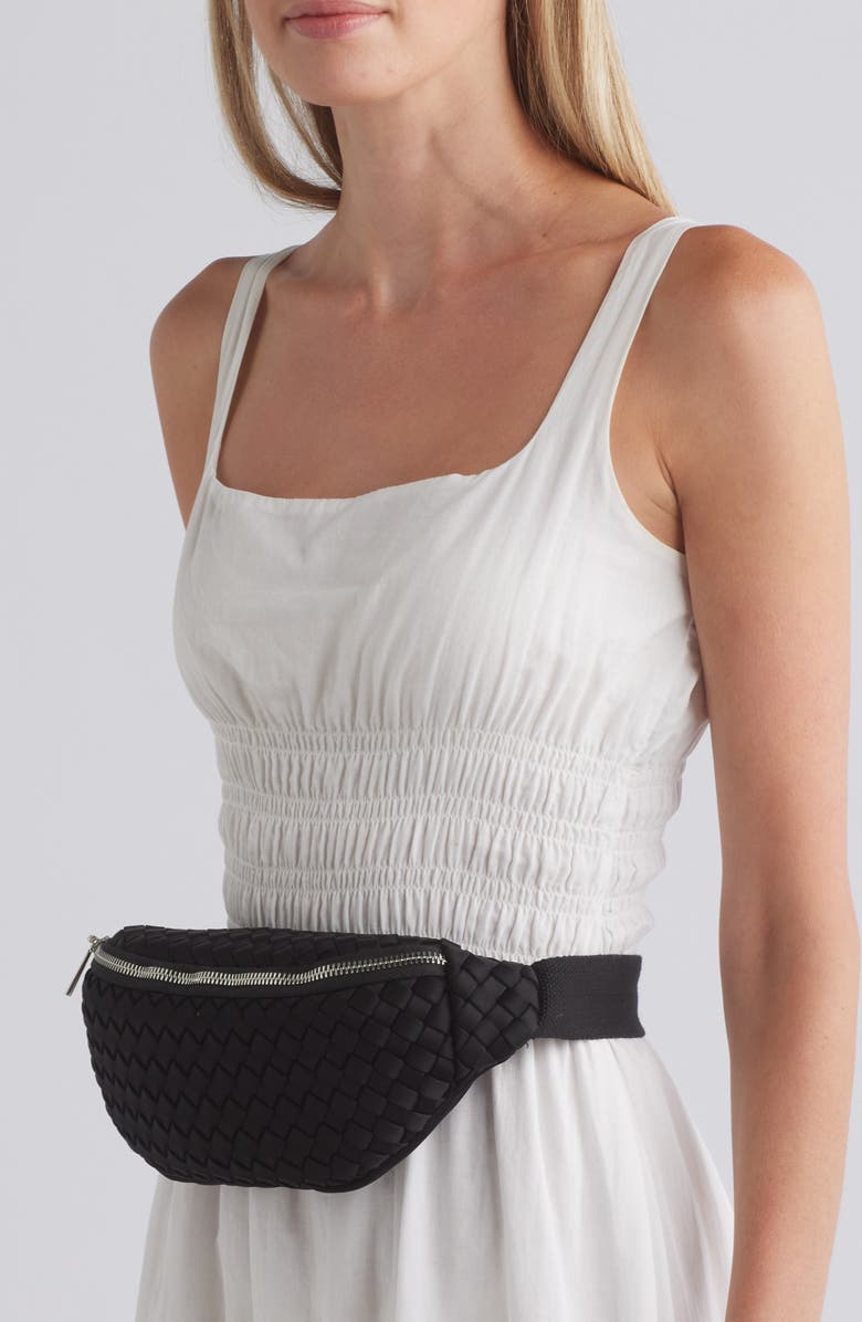 BCBG Quilted Belt Bag, Alternate, color, Black