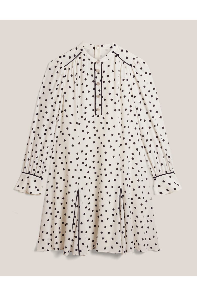 Ruth Polka Dot Mini Dress, Alternate, color, Ivorymidnight